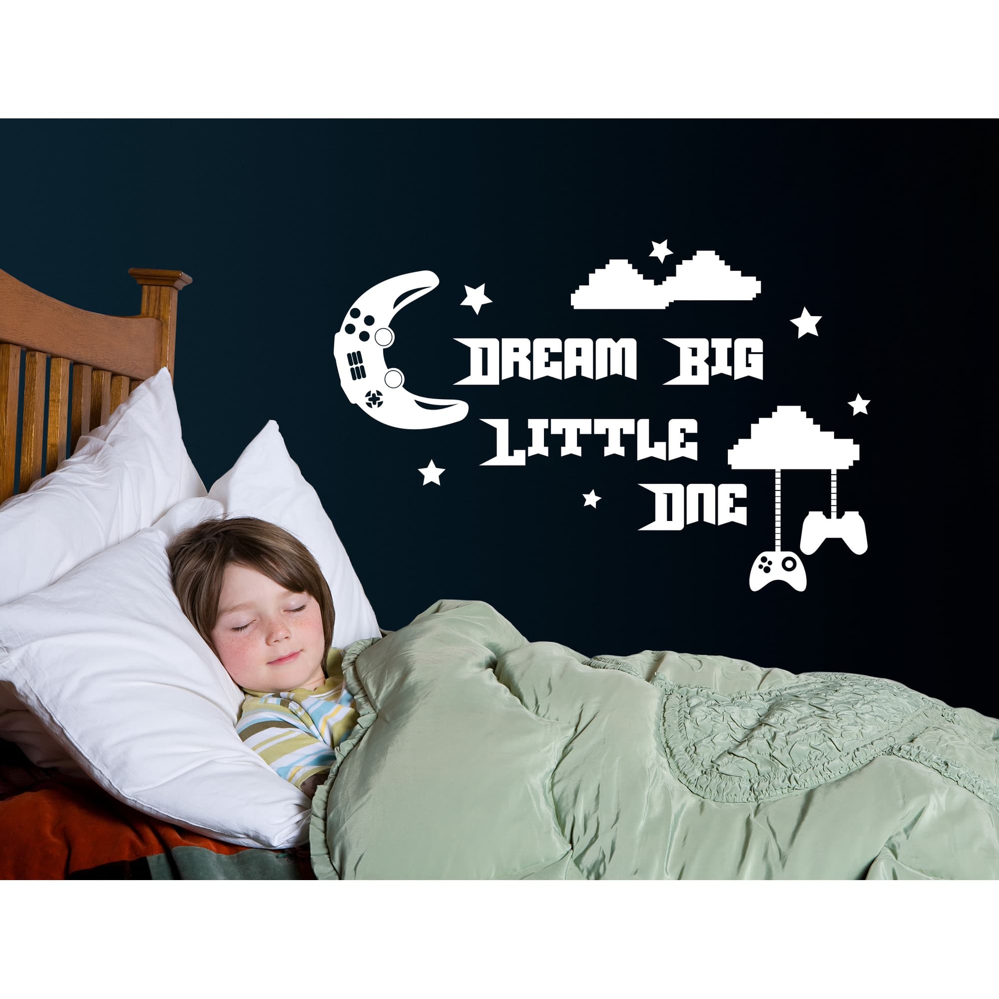 Baby Boy Wall Decal Quote /Moon and Stars Kids Room Decal /Gamer Child