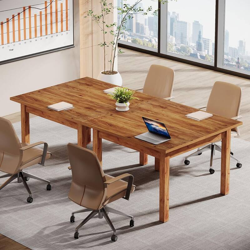 Modern Minimalist Wood 4-Person Square Conference Table/Desk for Meeting Room Seminar Room Boardroom