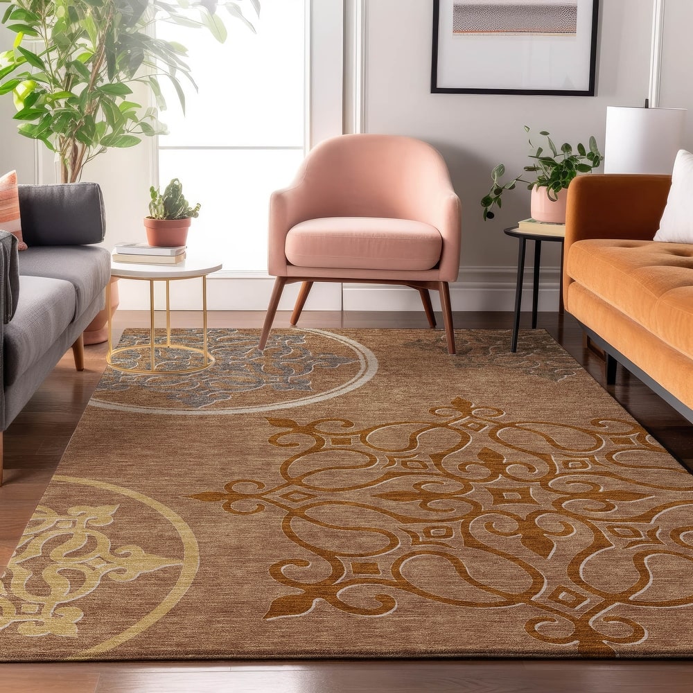 Premium Washable Super Soft Transitional Scroll Mayfield Rug