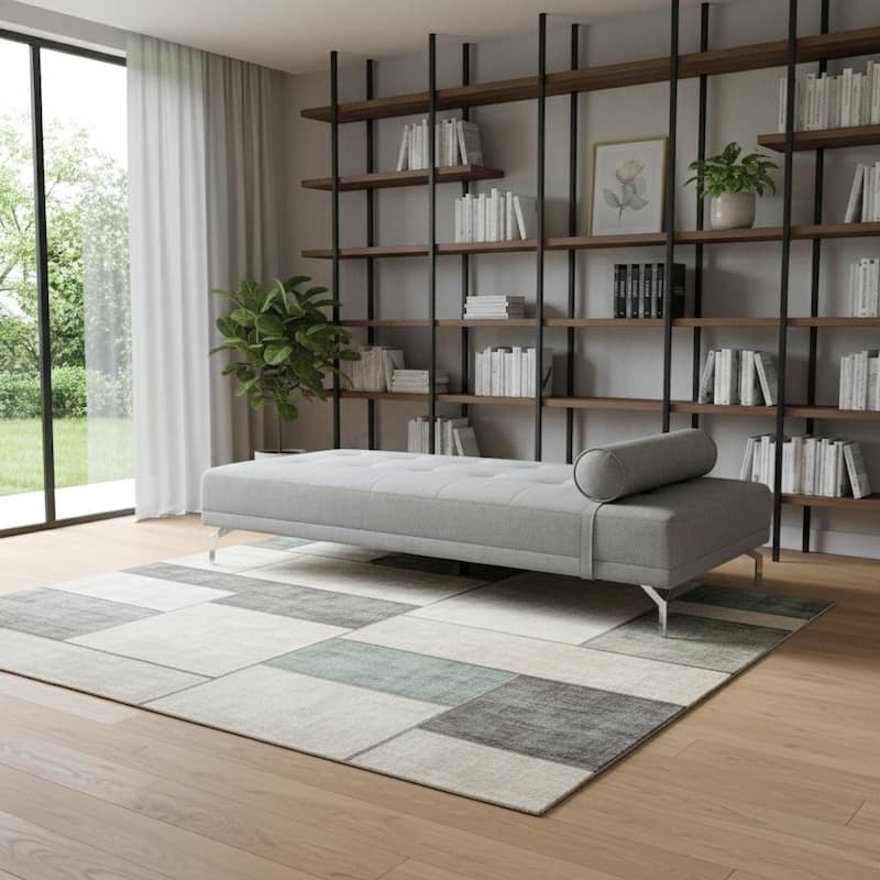 HomeRoots 74" Gray Velvet Convertible Futon Sofa With Toss Pillow - 74