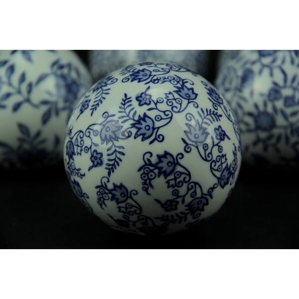 Shop Set Of 6 Blue And White Asian Inspired Decorative Balls 3 75