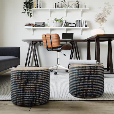 WYNDENHALL Jordi Boho Round Braided Pouf
