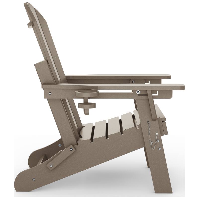 Laguna Outdoor Folding Adjustable Adirondack Chair with Cup Holder & Hideaway Ottoman (Set of 2)