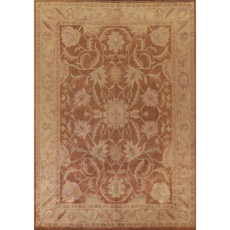 Traditional Floral Agra Indian Area Rug Handmade Wool Carpet - 9'3"x 12'4"