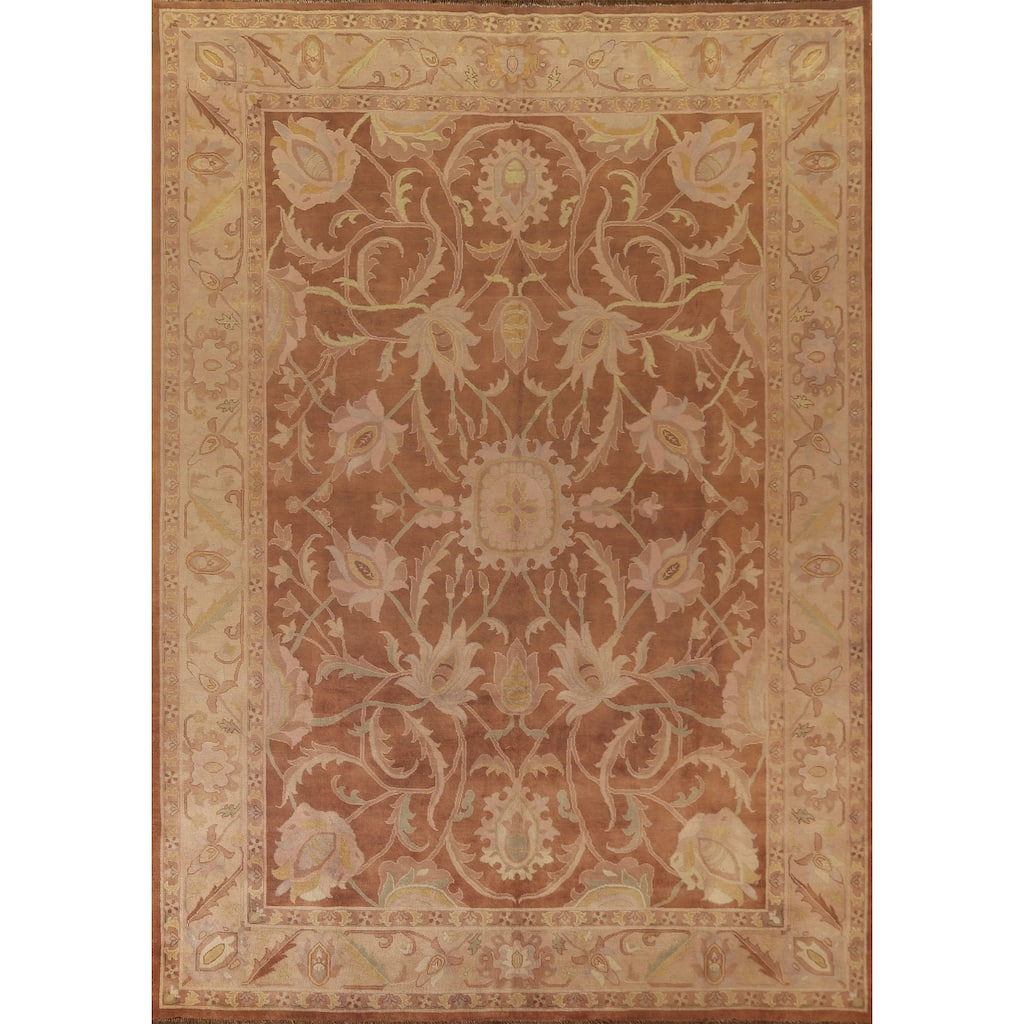 Traditional Floral Agra Indian Area Rug Handmade Wool Carpet - 9'3"x 12'4"