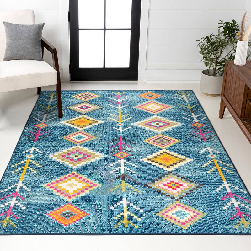 JONATHAN Y Arta Love Geometric Area Rug - 8 X 10 - Dark Blue/Multi