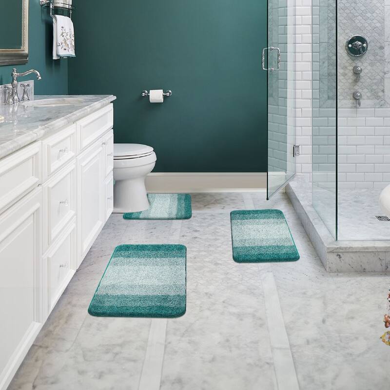 WaLensee 3Pieces Anti-Slip Bath Rug Set, Non-Slip Bathroom Rugs Contour Mat