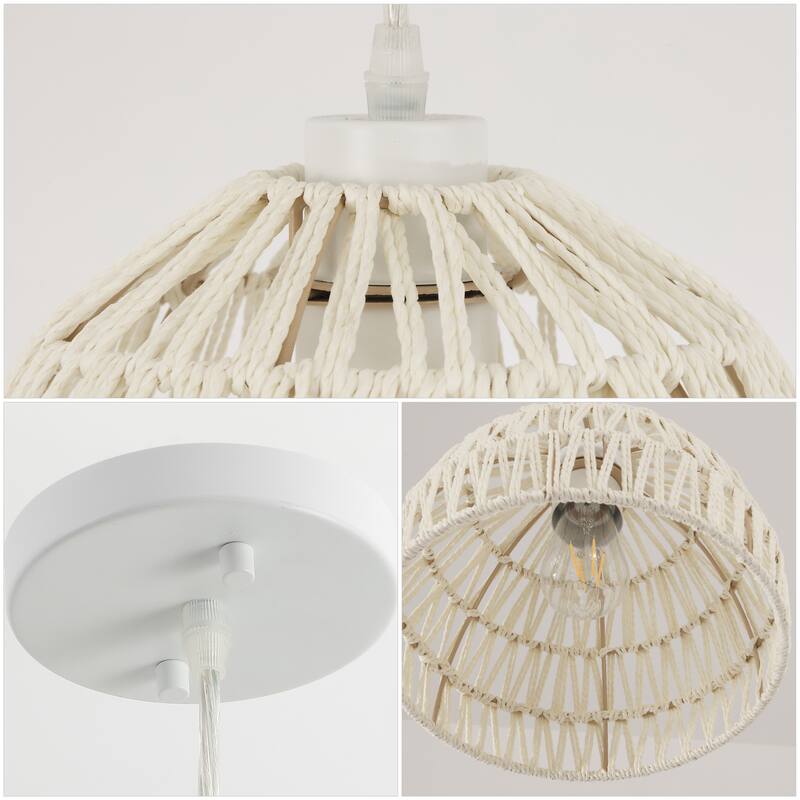 Jigu 1-Light Woven Rattan/Iron LED Pendant, by JONATHAN Y
