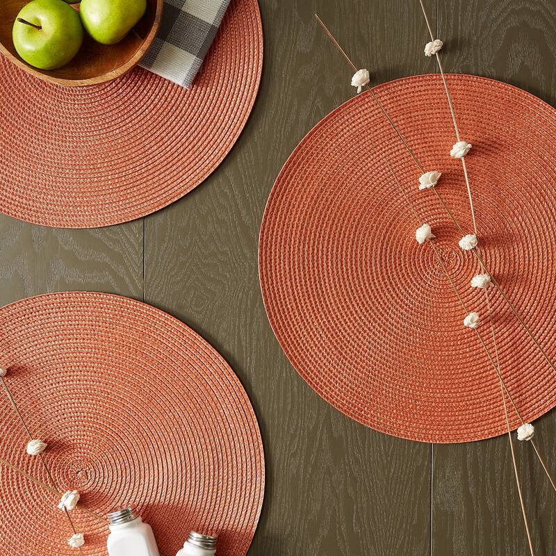 DII White Round PP Woven Placemat Set of 6