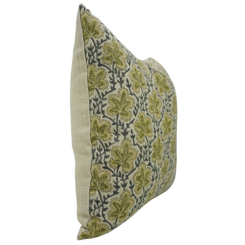 Fabdivine Rustic Accent Pillow Cover Handmade Block Print Thick Linen for Couch and Lounge Yellow Fall Decor, Pushpsamita