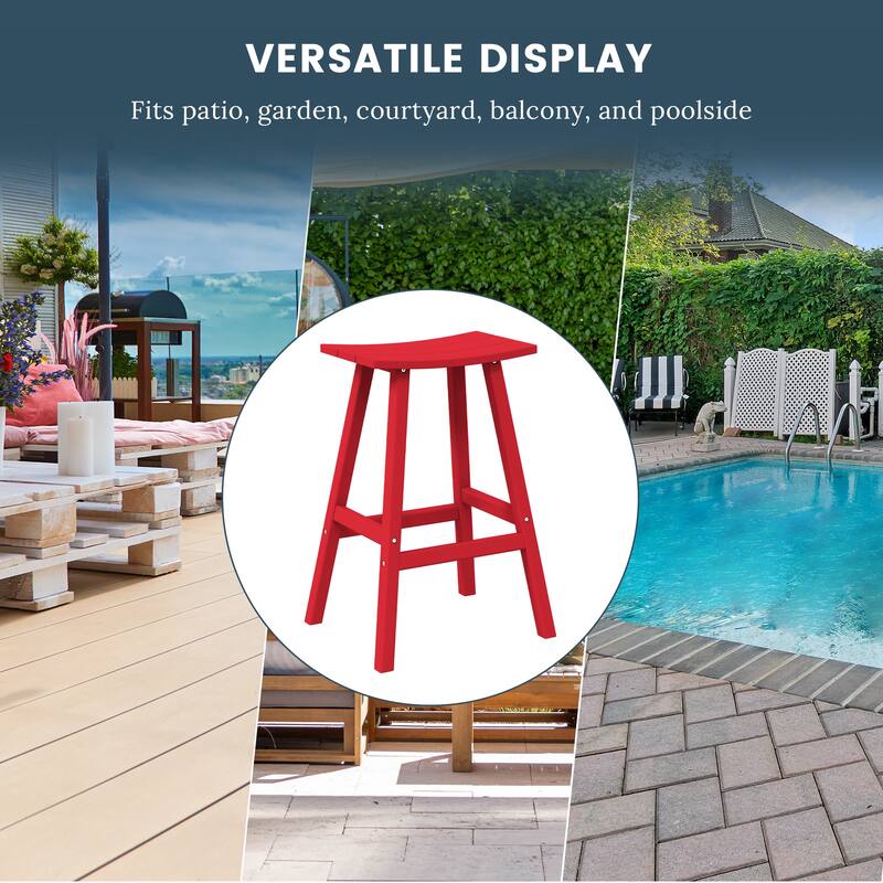 Laguna Hdpe All Weather Outdoor Patio 29" Saddle Seat Bar Stool (Set Of 3)