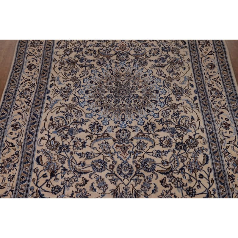 Floral Medallion Nain Persian Area Rug Handmade Wool Carpet - 7'9"x 11'3"