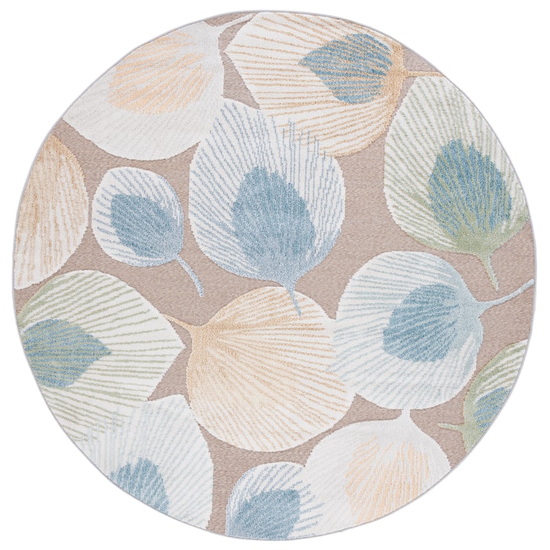 SAFAVIEH Sarasota Selen Indoor/Outdoor Rug - 6'7" Round - Grey/Brown