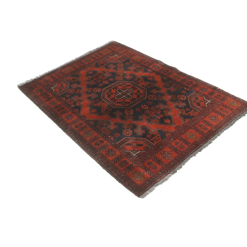 Tribal Biljik Khal Mohammadi Lincoln Red/Black Rug - 3'4'' x 4'9''