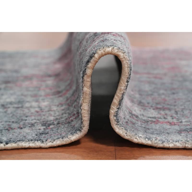 Hand Knotted Oriental Viscose Silk Carpet Modern All-Over Greys & Charcoal Abstract Area Rug - 4' 0'' X 2' 0''