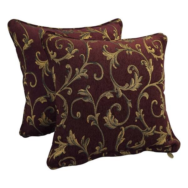 18inch Jacquard Chenille Square Throw Pillows (Set of 2) Bed Bath