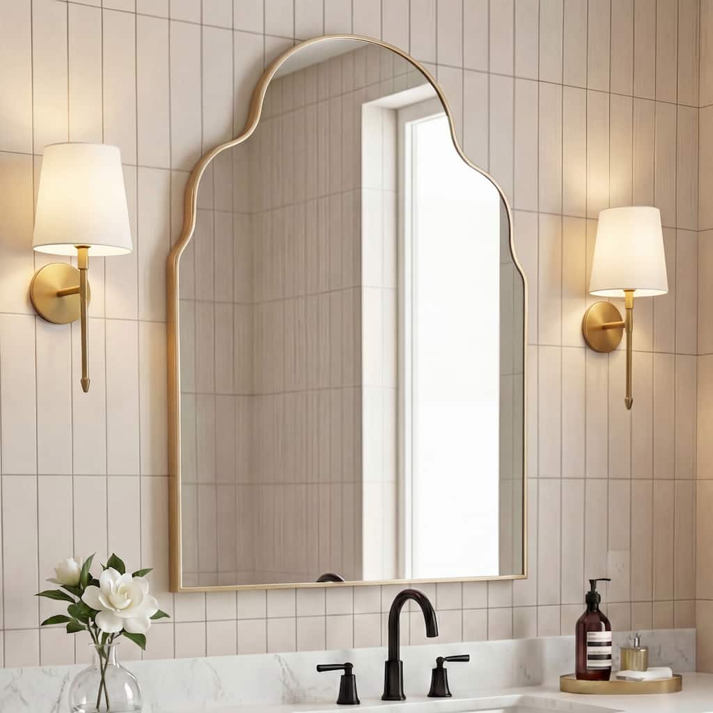 JONATHAN Y Alora Medium Top Arch Metal Framed Wall Mounted Mirror - 36 H x 24 W x 1.08 D