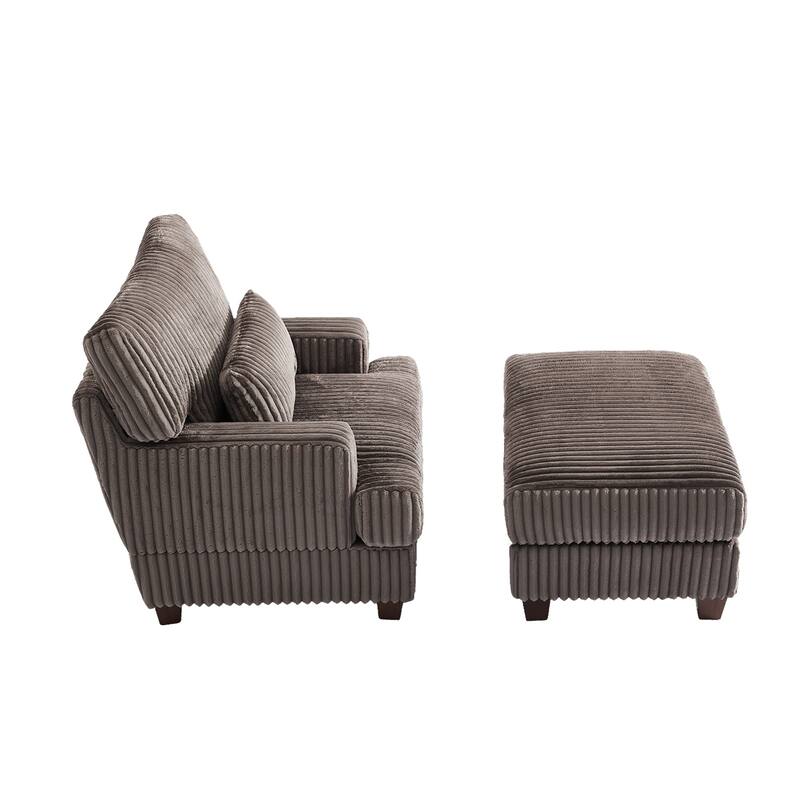 36" Wide Oversized Upholstered Chaise Lounge Accent Chair with Ottoman