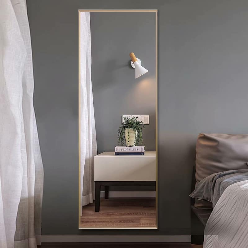 Aluminum Alloy Full Length Floor Mirror - 64''x21'' - Gold