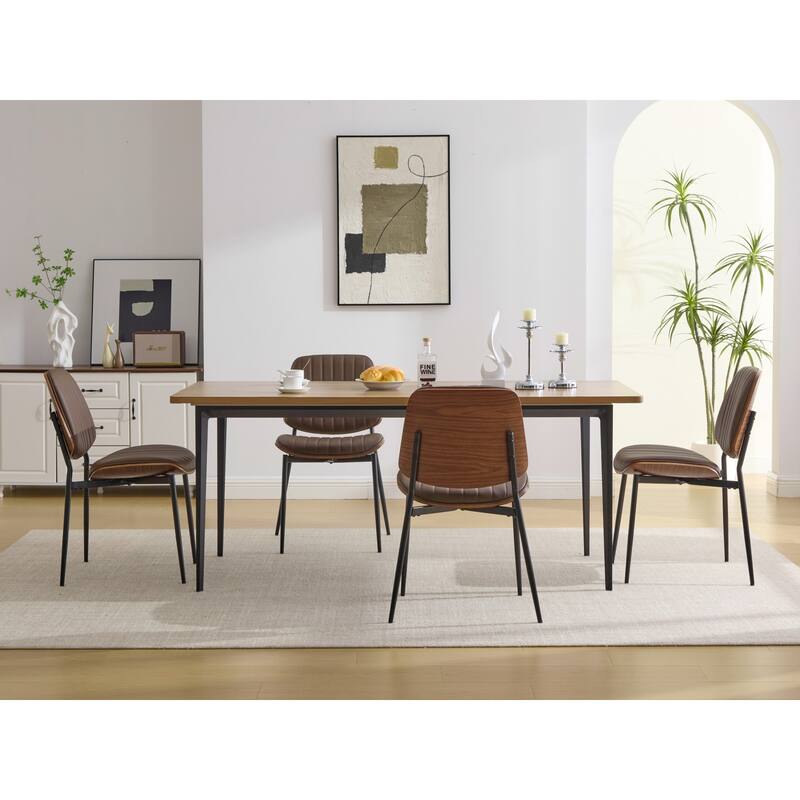 Roomfitters Upholstered Dining Chairs Set of 2 with Bentwood Back and Metal Legs, Mid-Century Modern Side Chairs