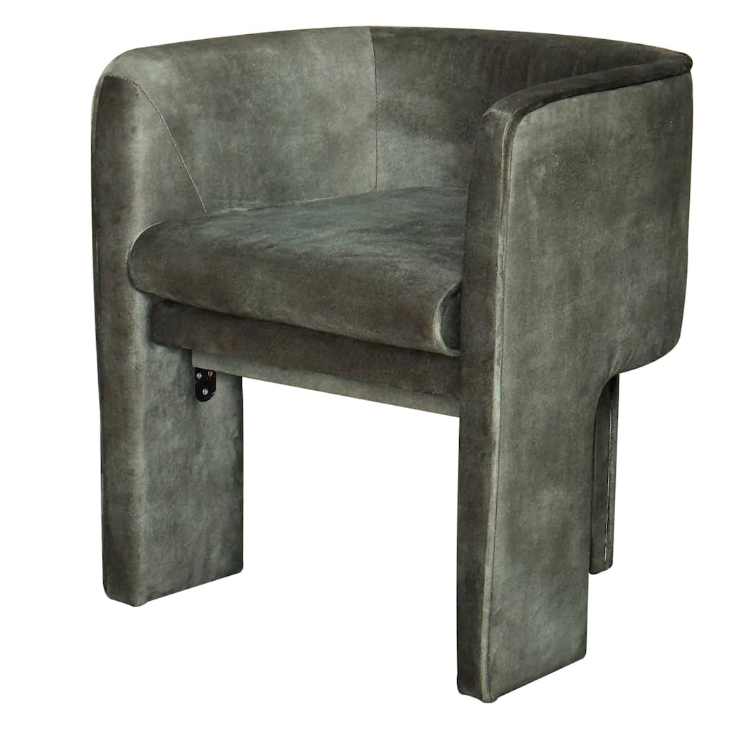Gela Dining Chair, Three Legged Barrel Accent Sides, Rainforest Green