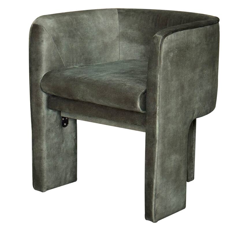 Gela Dining Chair, Three Legged Barrel Accent Sides, Rainforest Green