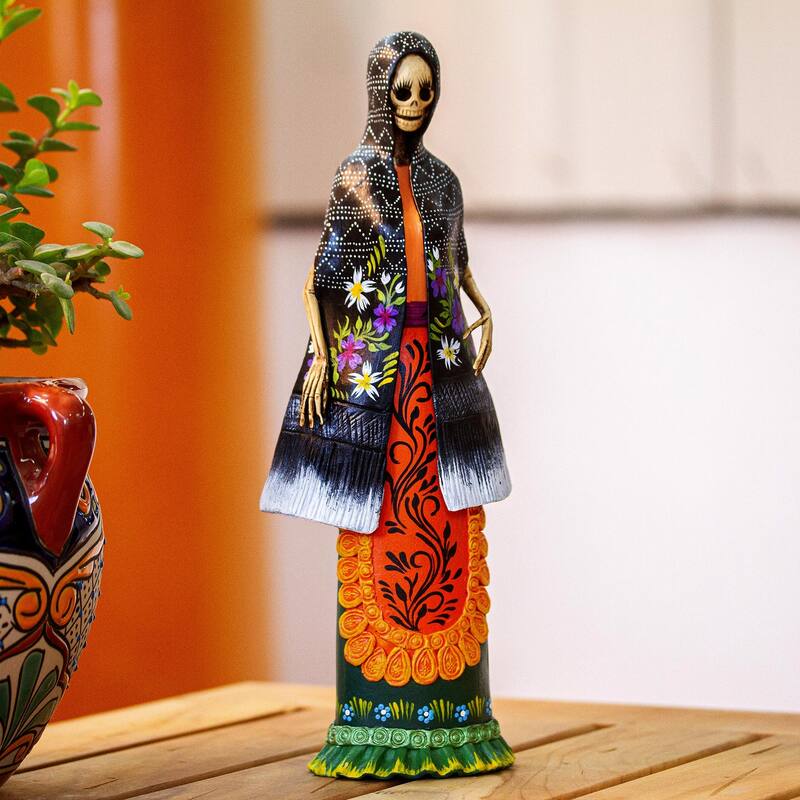 Novica Handmade La Catrina Dolores Ceramic Sculpture