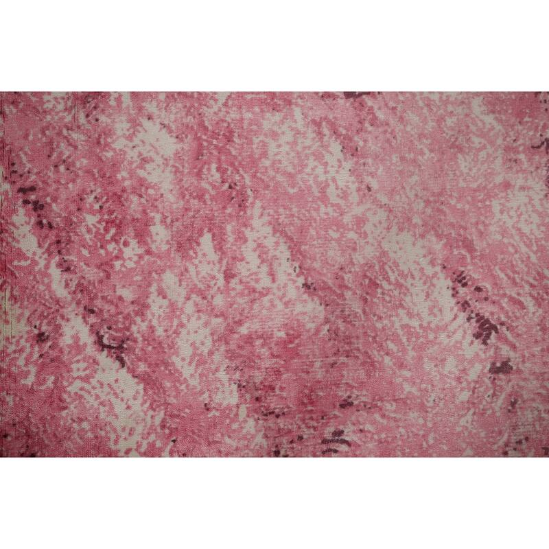 All-Over Modern Pink Abstract Indian Area Rug Hand-Knotted Wool Carpet - 5'11"x 8'11"