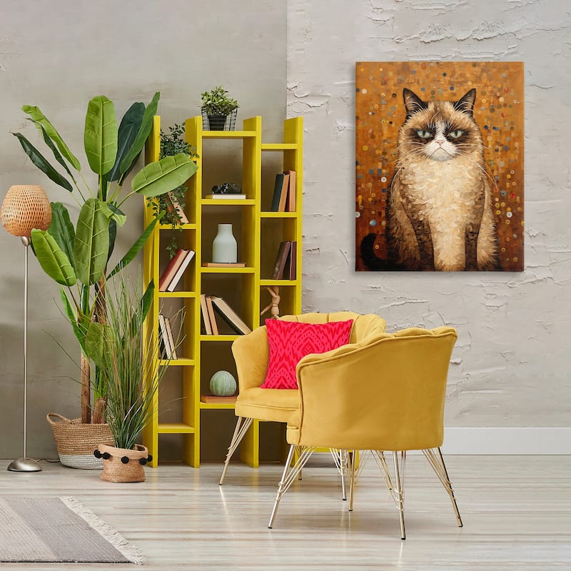 Stupell Grumpy Klimt Cat Canvas Wall Art Design By Arlington Prints