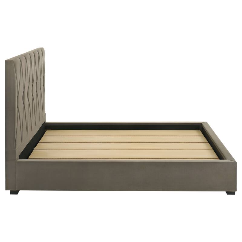 Delsea Upholstered Panel Platform Bed Light Brown