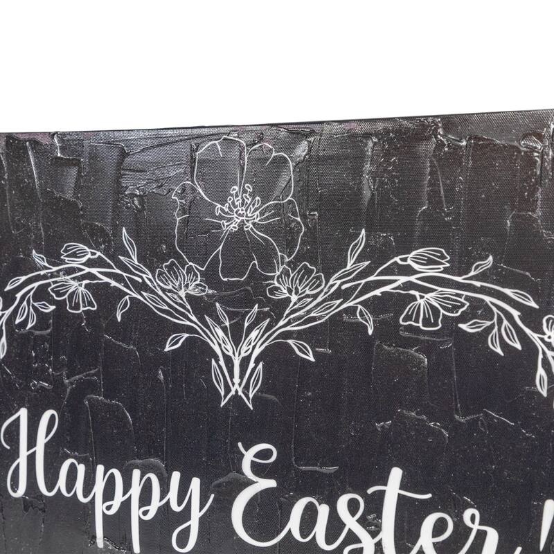 Black and White Happy Easter Bunnies Canvas Wall Art, 17.75" x 17.75"