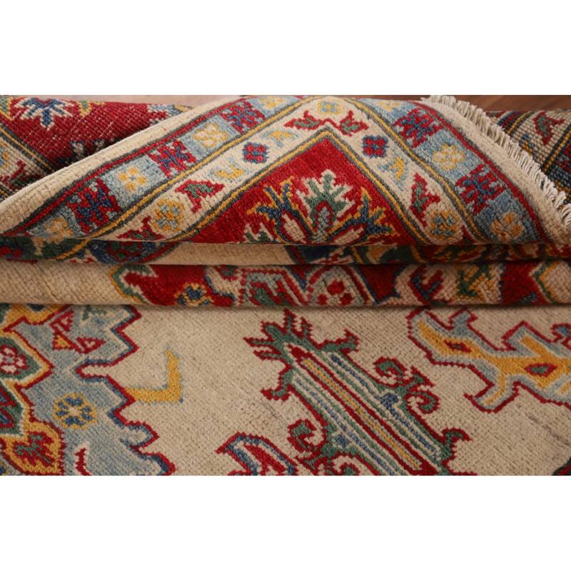 Traditional Beige Kazak Oriental Area Rug Handmade Wool Carpet - 5'2" x 6'10"