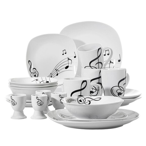VEWEET Melody Porcelain Music Note Dinnerware Set (Service for 6