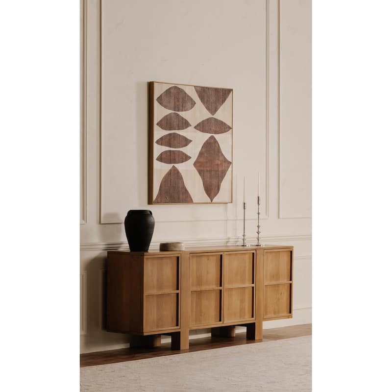 NADAAL STUDIOS Vionette, Four Doors Sideboard With Solid Oak - 74"W x17"D x31"H