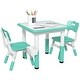preview thumbnail 1 of 8, 3 Pieces Kids Table and Chairs, Height Adjustable Toddler Table and Chair Set with Storage, Activity Table 2 Chairs Green