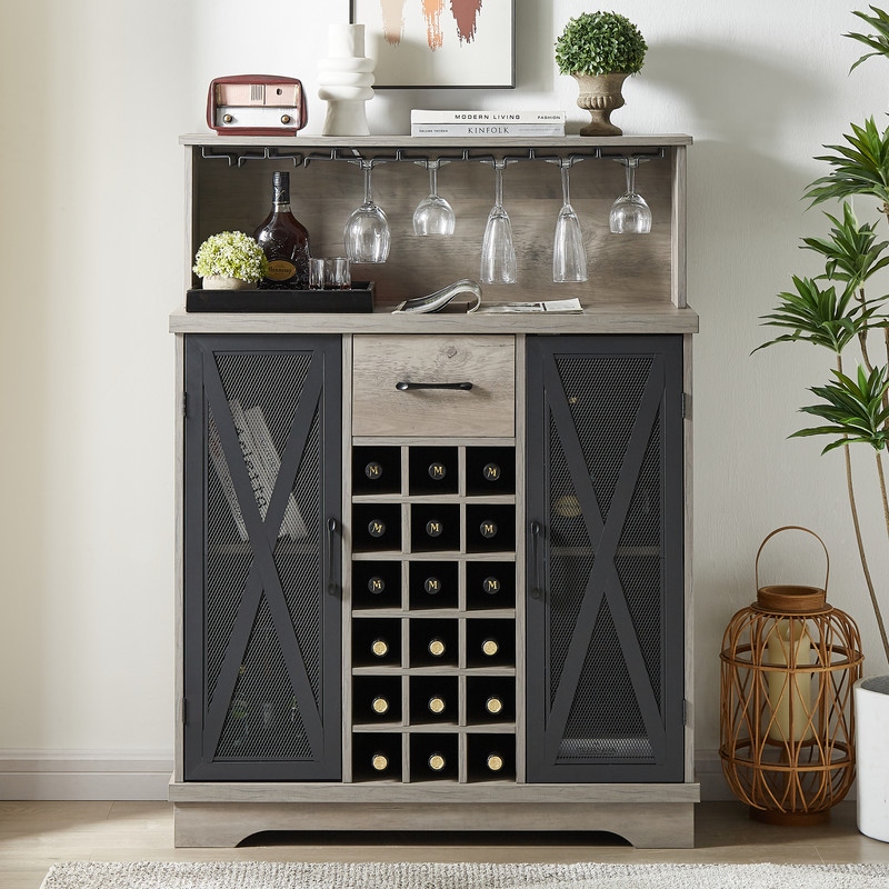 Industrial sideboard with wine rack outlet