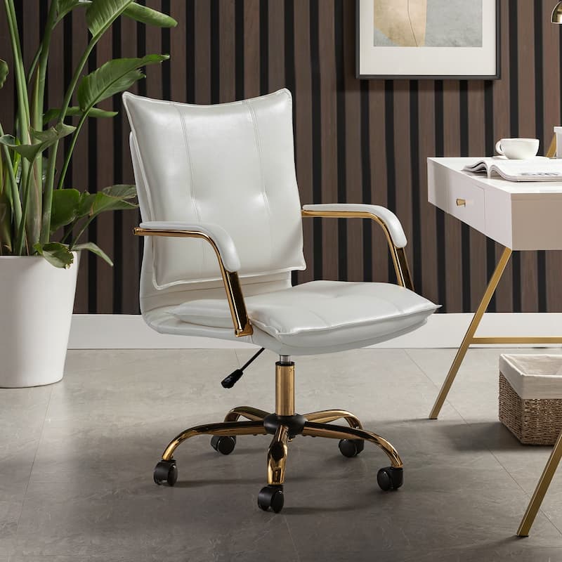 Zarina Modern Faux Leather Swivel Office Desk Chair with Height-adjustable by HULALA HOME