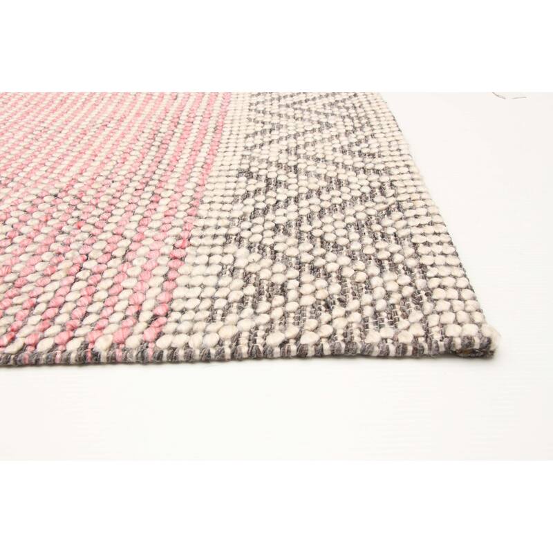 ECARPETGALLERY Braid weave Sienna Dark Pink Wool Rug - 5'2 x 8'2