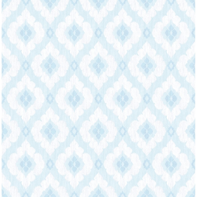Seabrook Designs Floral Medallion Unpasted Wallpaper - 20.5 in. W x 33 ft. L  - Sky Blue & Pearl