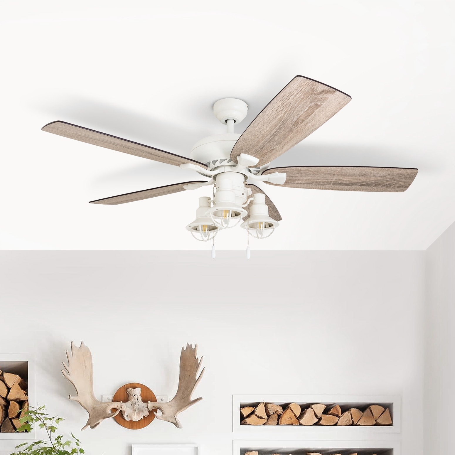 The Gray Barn Chevening 52 Inch Coastal Indoor Led Ceiling Fan With Pull Chains 5 Reversible
