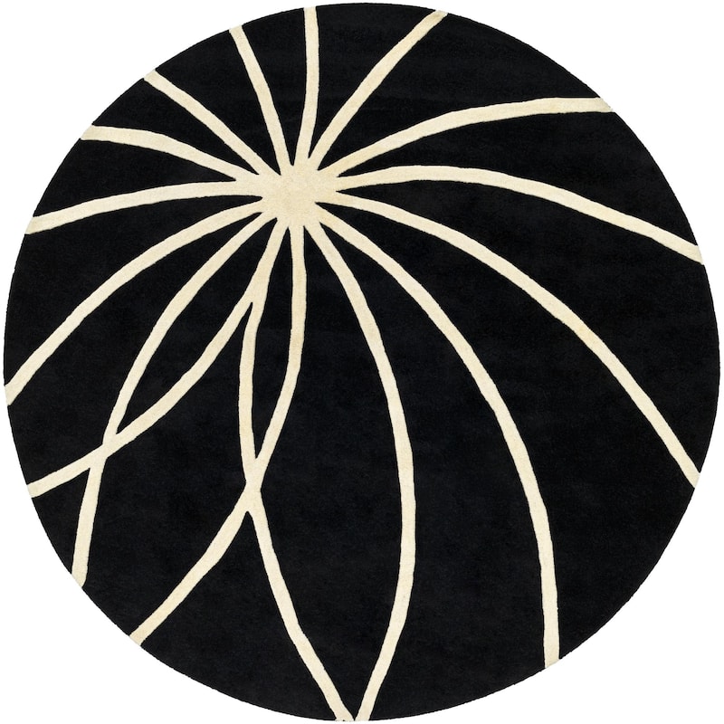 Livabliss Forum Handmade Transitional Wool Area Rug - Black - 9'9" x 9'9" Round