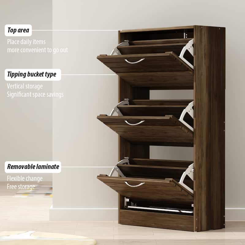 Shoe Cabinet with Flip Drawer for Entryway Rack Storage Organizer