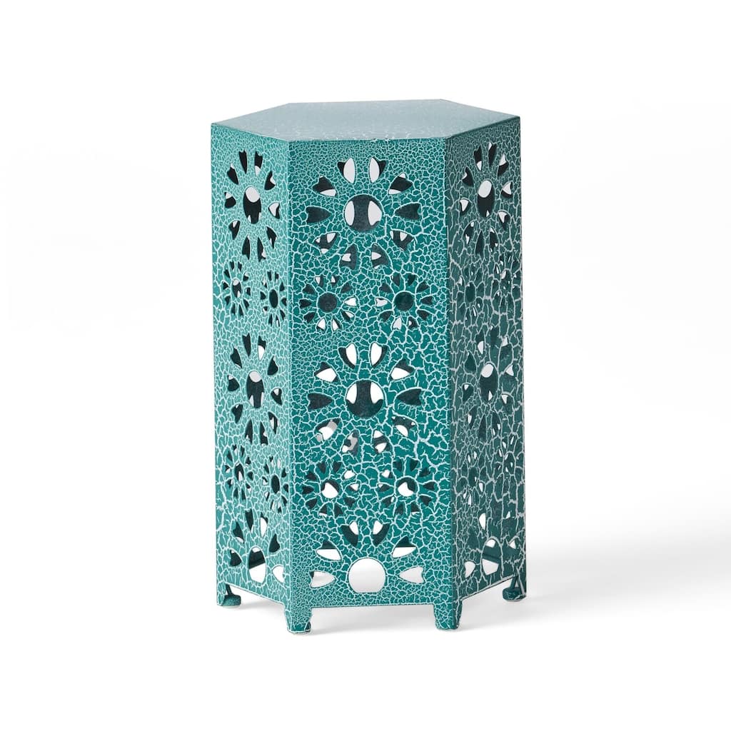 12 in. Teal Blue Rectangle Metal End Table, Sturdy Build End Side Table for Living Rooms