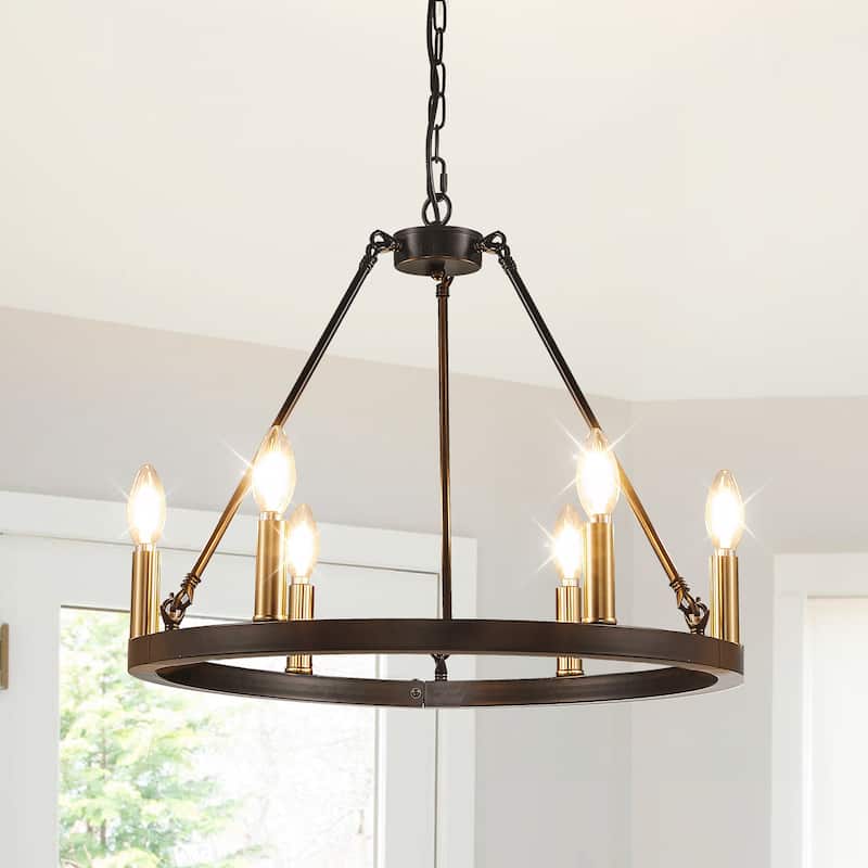 6-Lights ​Curved Arms Wagon Wheel Chandeliers