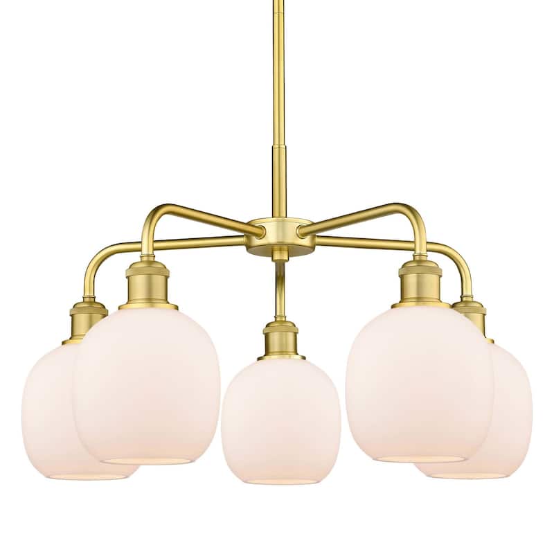 Innovations Lighting 516-5CR-15-24 Belfast Chandelier Belfast 5 Light - Satin Gold / Matte White