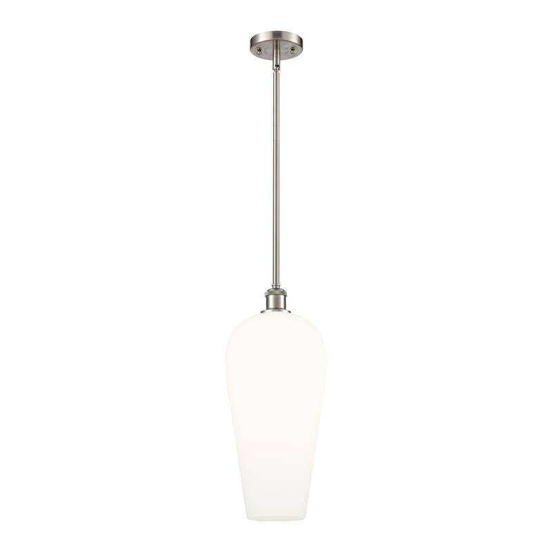 Innovations Lighting Endless Possibilities Ballston - Chelsea - 1 Light 8" Stem Hung Mini Pendant - Brushed Satin Nickel/White