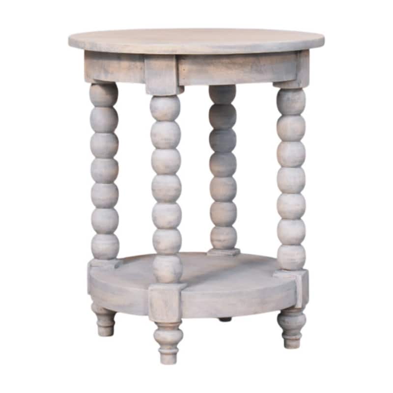 Solid Wood Ellsworth Round Side Table in Acid Wash