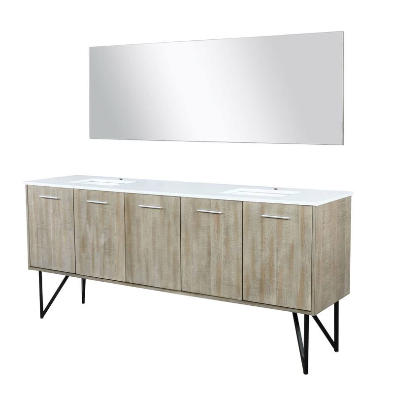 Lancy Rustic Acacia Bath Vanity, Cultured Marble Top and Mirror