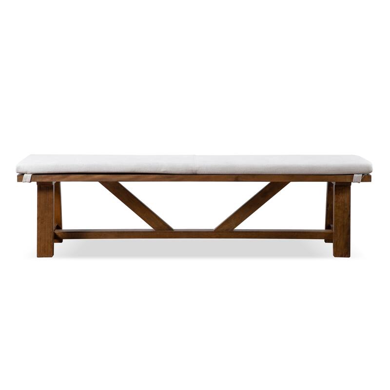 Furniture of America Drystan Rustic Ivory Padded Fabric 60-inch Dining Bench