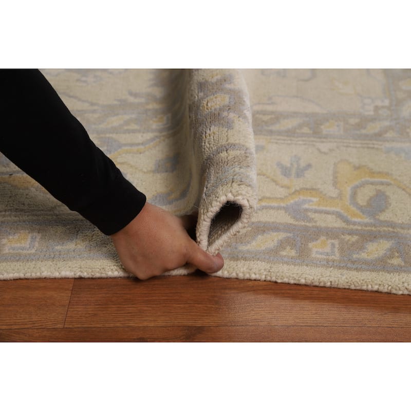 Earth Tone Oushak Indian Rug Hand-Knotted Transitional Wool Carpet - 8'0"x 9'5"